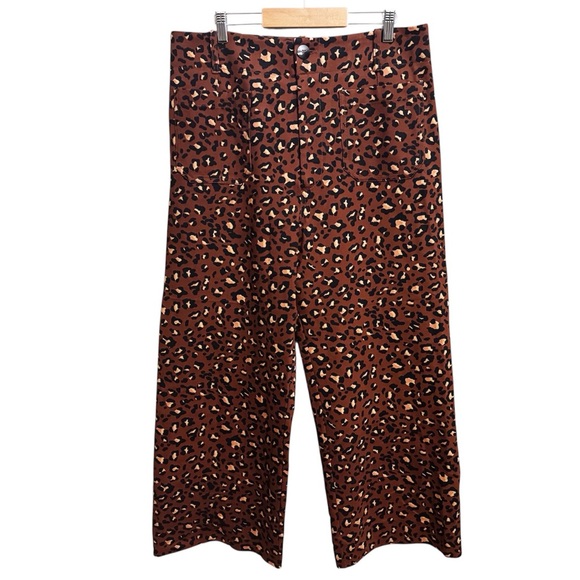Anthropologie Maeve The Colette Crop Wide Leg Pants Leopard - Picture 2 of 6